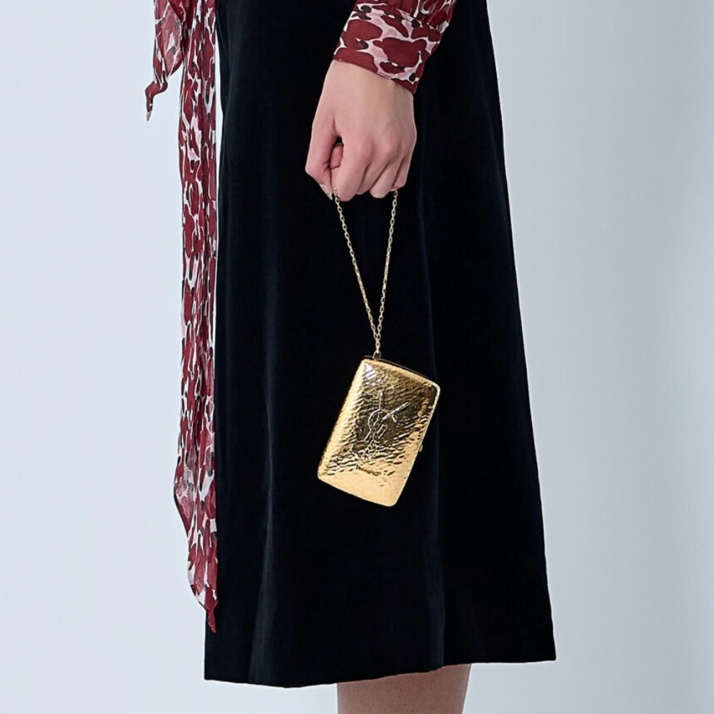 SAINT LAIRENT Minaudiere hammered logo clutch wristlet - Picture 2 of 6
